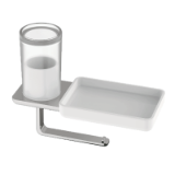 LIV toilet paper holder with hygiene box and storage dish, frosted glass - Sanitary accessories
